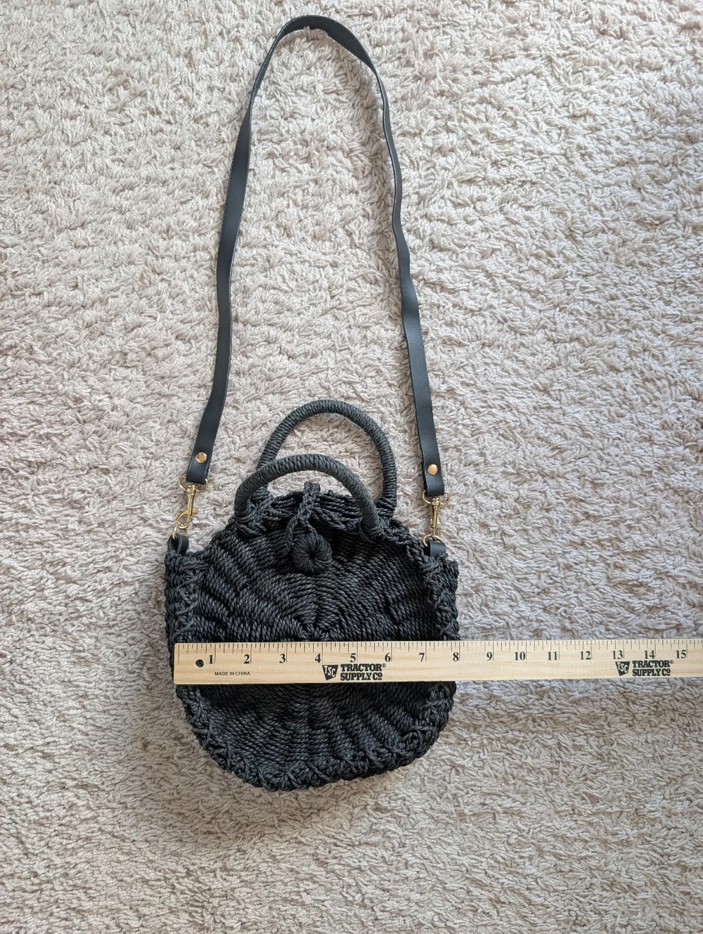 Bujibaja by Hat Attack Black Woven Straw Circle Bag - Picture 3 of 9